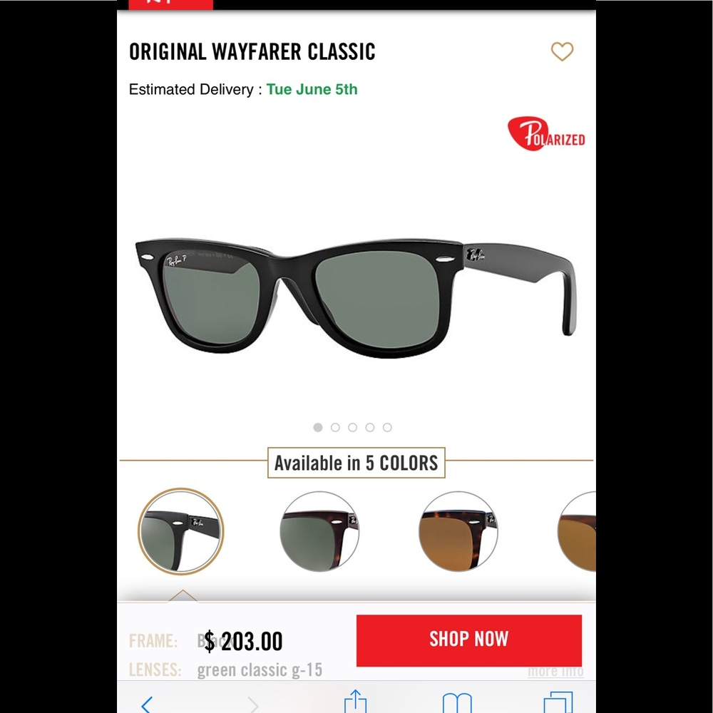 Ray Ban Original Wayfarer Polarized Sunglasses